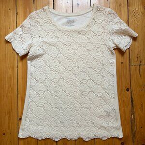 Softest T-Shirt with Roses in a Lace Pattern - S - brand new
